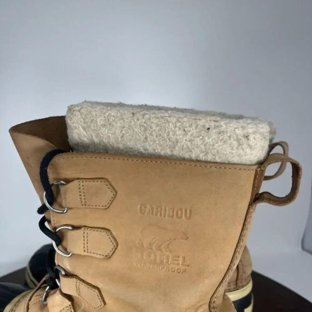 Sorel Caribou Boots‎ Men's 8 Tan Black Nubuck Insulated Lined Shoes NM1000-281